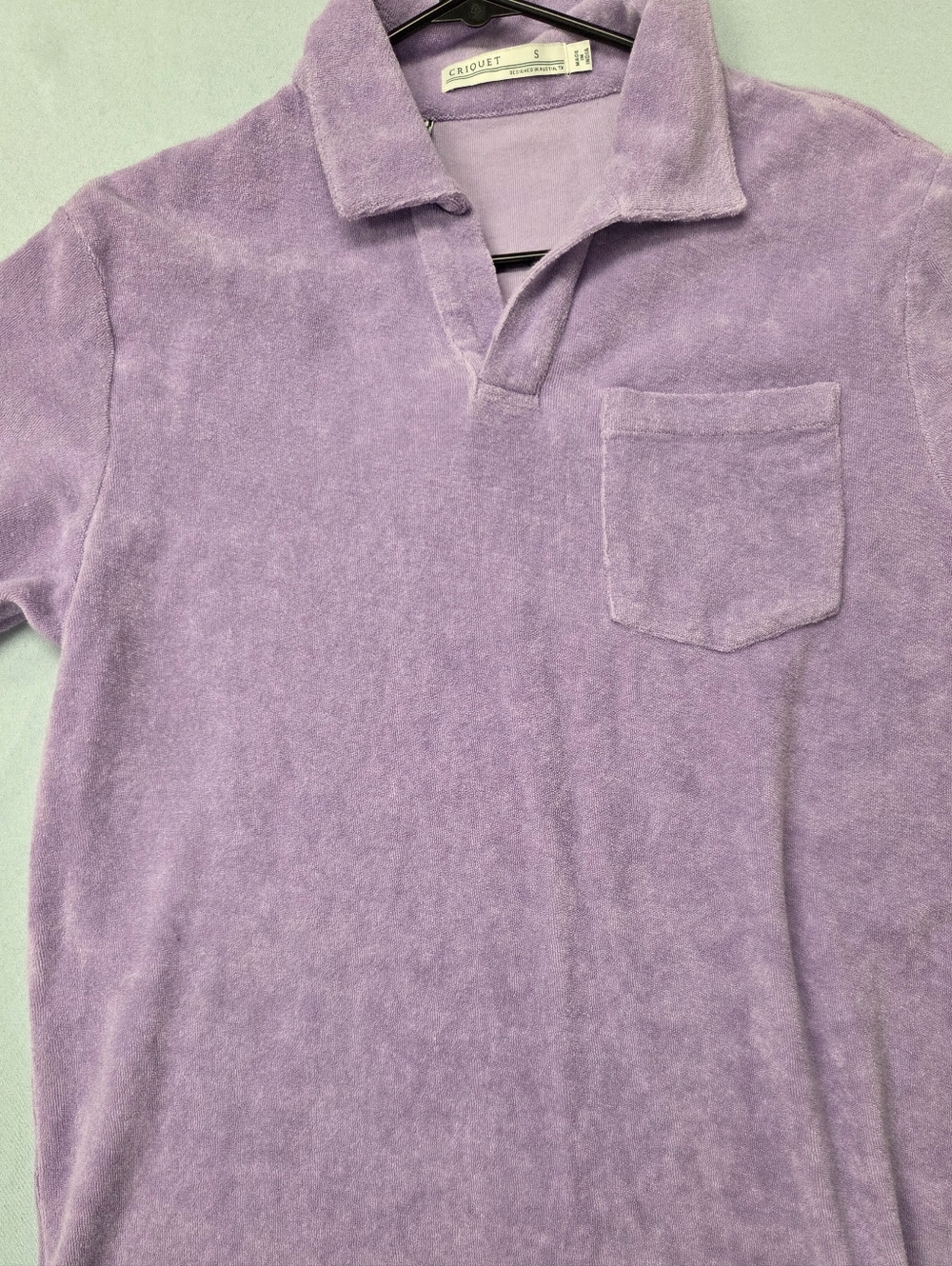 Criquet Terry Cloth Polo Shirt Mens Small Purple Short Sleeve Pocket